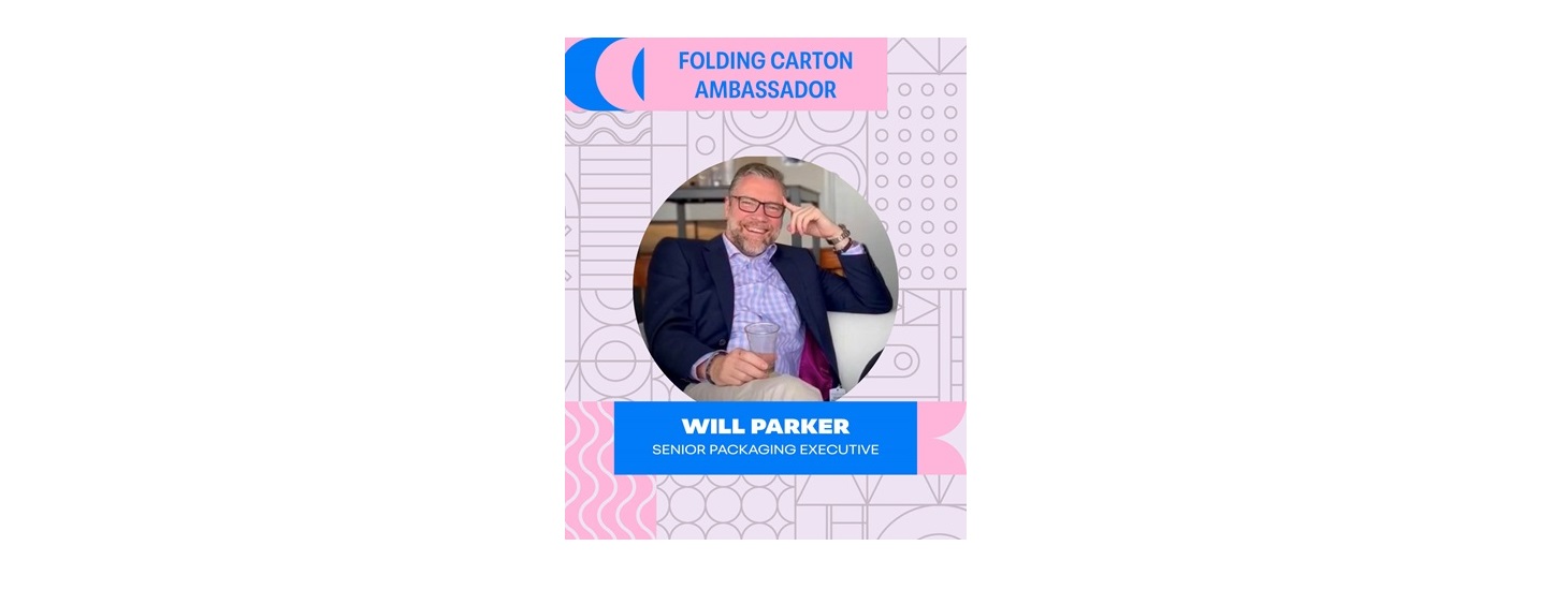 A branded artwork featuring Will Parker, senior packaging executive and Labelexpo ambassador.