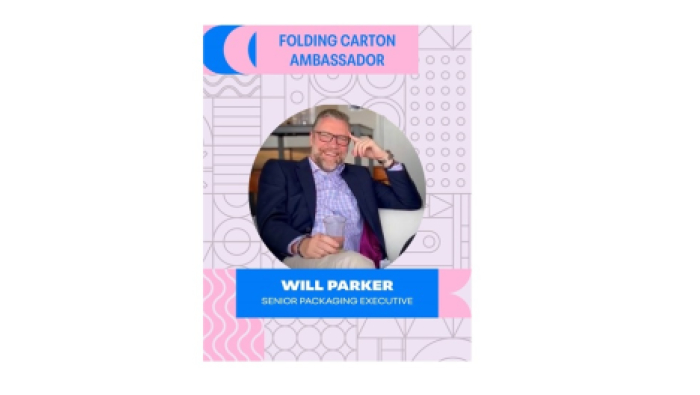 A branded artwork featuring Will Parker, senior packaging executive and Labelexpo ambassador.